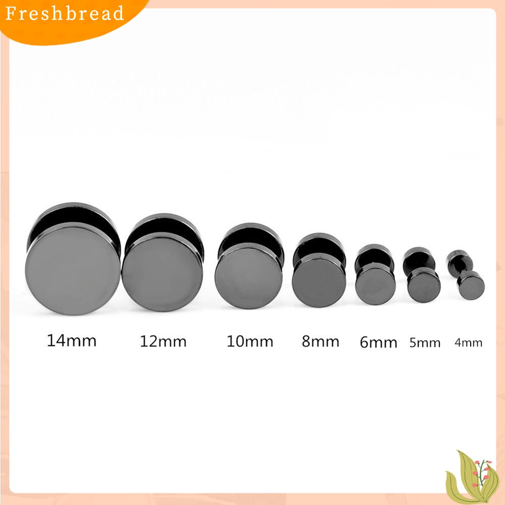 Fresh| Anting Tindik Telinga Bentuk Bulat Bahan Stainless Steel Warna Hitam Ukuran 3mm - 14mm Untuk Pria