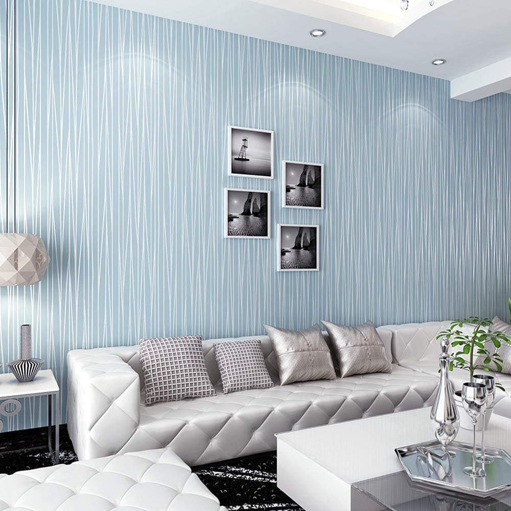 Wallpaper Dinding Polos Biru Tekstur Wave 8m x 45cm