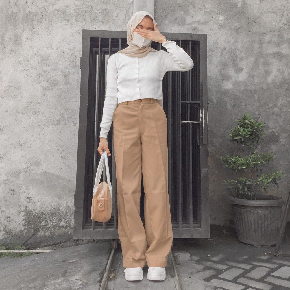 MELVA SLIT PANTS Highwaist Kulot Melva Celana Kulot Wanita Bajuu Bagus