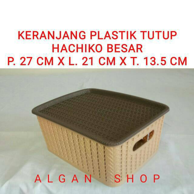 Keranjang Plastik Tutup Hachiko Besar Capucino Basket Container Mini Nampan Baki Tray Wadah Persegi.