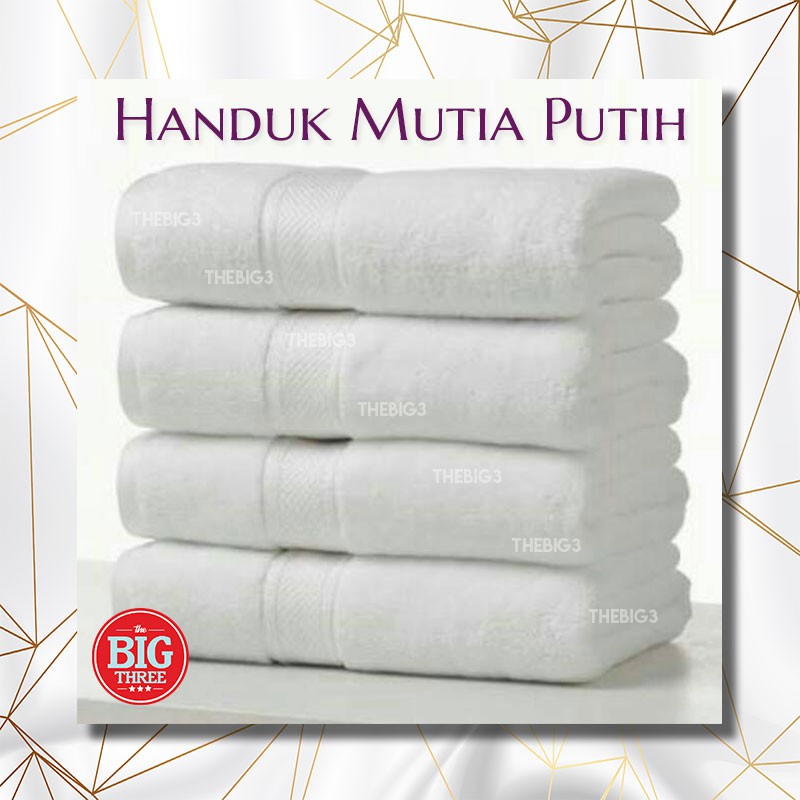 HANDUK Mutia 70x140 cm warna putih  - Lembut Katun Handuk Hotel - Cotton Towel White TBT