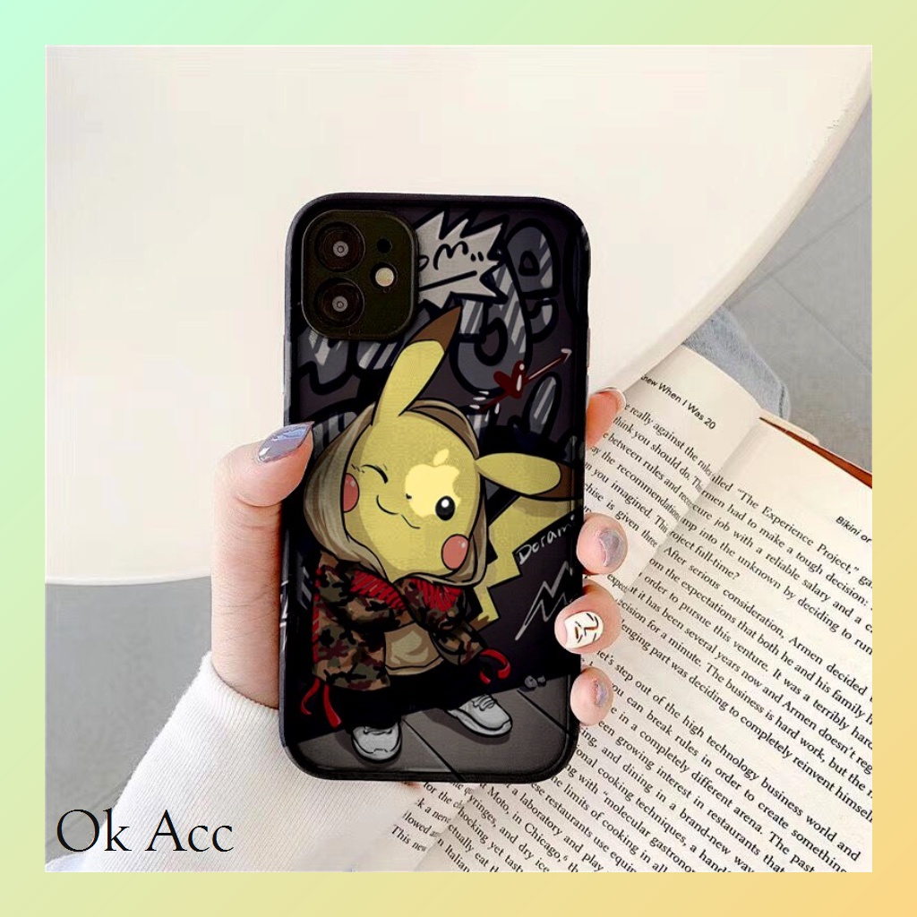 Casing Motif Pelangi Pikachu Smile AA12 for Iphone 6 6s 6+ 6s+ 7 8 7+ 8+ X Xr Xs Max 11 Pro Max 12 13 14 Pro Max