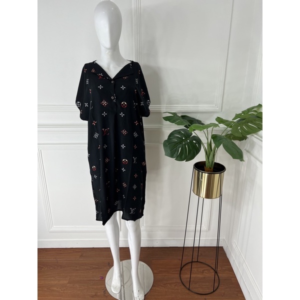 DASTER PENDEK SEBETIS RAYON MOTIF KEKINIAN VIRAL DASTER DEWASA PAKAIAN WANITA KEKINIAN LUCU-LV black