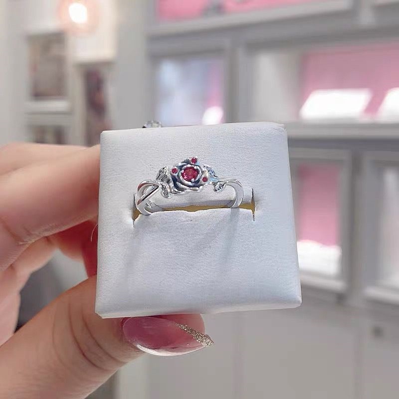 Pandora Cincin 925 Silver Desain Bunga Mawar Princess disney Hias Kubik Zirkonia Untuk Wanita