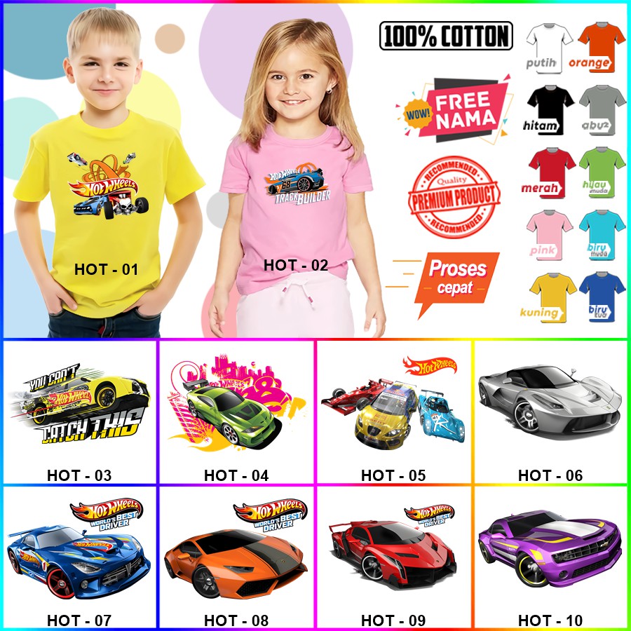 Kaos Ulang Tahun Hot Wheels HotWhels ULTAH COUPLE ANAK DAN DEWASA