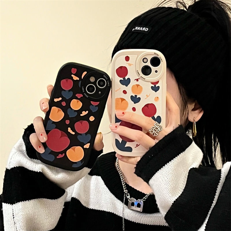 Round Phone Lens Design Tulip Pattern For IPhone 12 13 11 Pro Max X Xs Max Xr 7 8 Plus Silicone Phone Case Yjx4