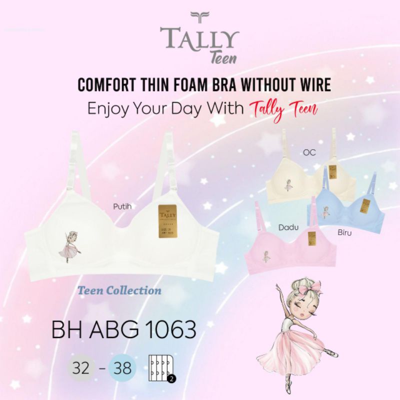 TALLY BRA BH REMAJA ABG 1063 | TANPA KAWAT | TANPA BUSA | KAIT 2 | SIZE 32 - 38