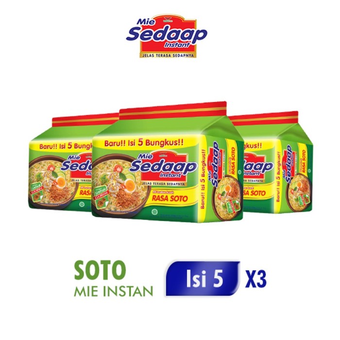 

Mie Sedaap Soto 75gr isi 5 Triple Pack