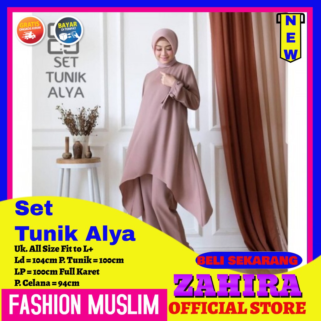 Baju Setelan Tunik Syari Fashion Muslim Pesta Wanita Remaja Murah Terbaru Dress Polos Kekinian