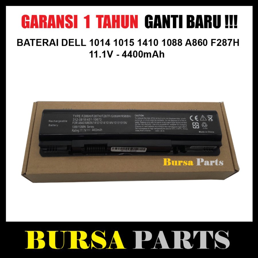 Baterai Dell Vostro A860 1014 1015 1088 A840 / G069H F287H HITAM