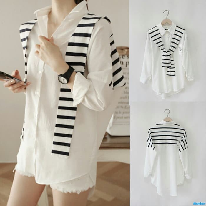hem syal salur-kemeja wanita-hem polos-hem putih-sale-sh