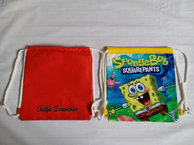 Tas Ultah / Goodie Bag Souvenir Ulang Tahun Anak Murah model Serut  Backpack Custom-4