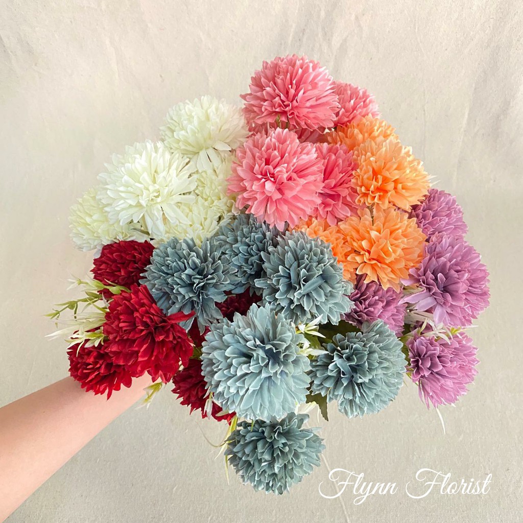 Bunga Pompom Dandelion premium  (satuan) Bunga Artificial / Bunga Plastik / Bunga Dekorasi-1