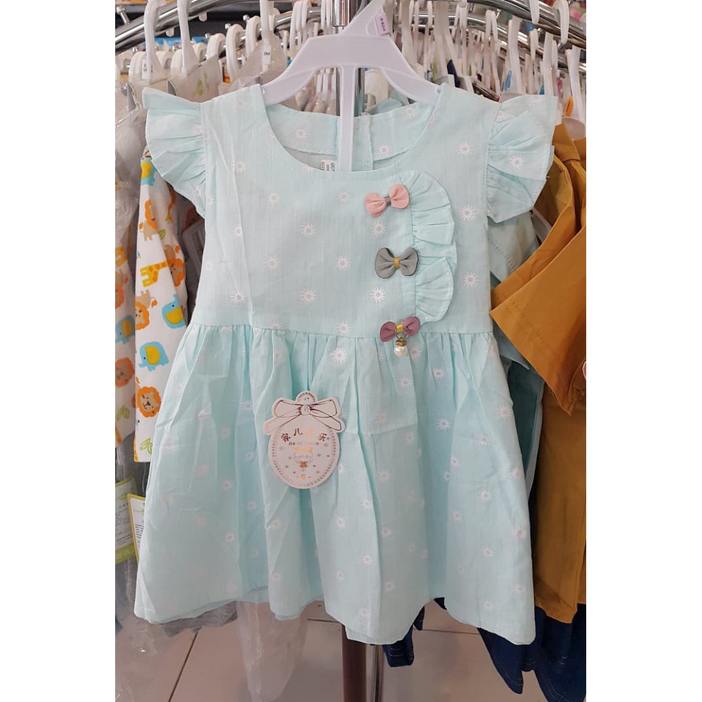 CUCI GUDANG! Dress Anak Bayi Perempuan 2Pita/3Pita Import