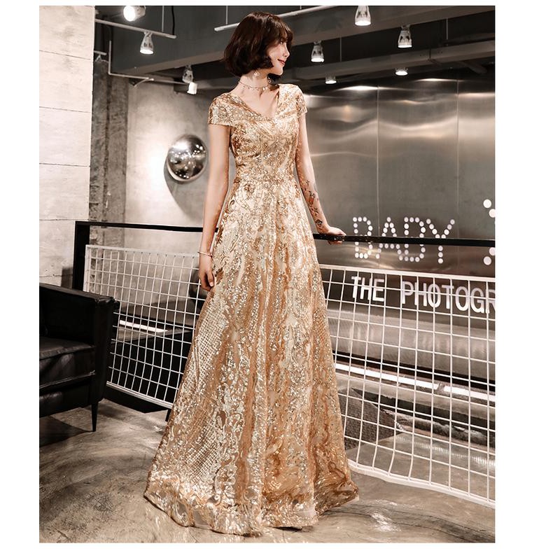 Gaun Pesta 1905014 Emas Gold Party Dress Gown