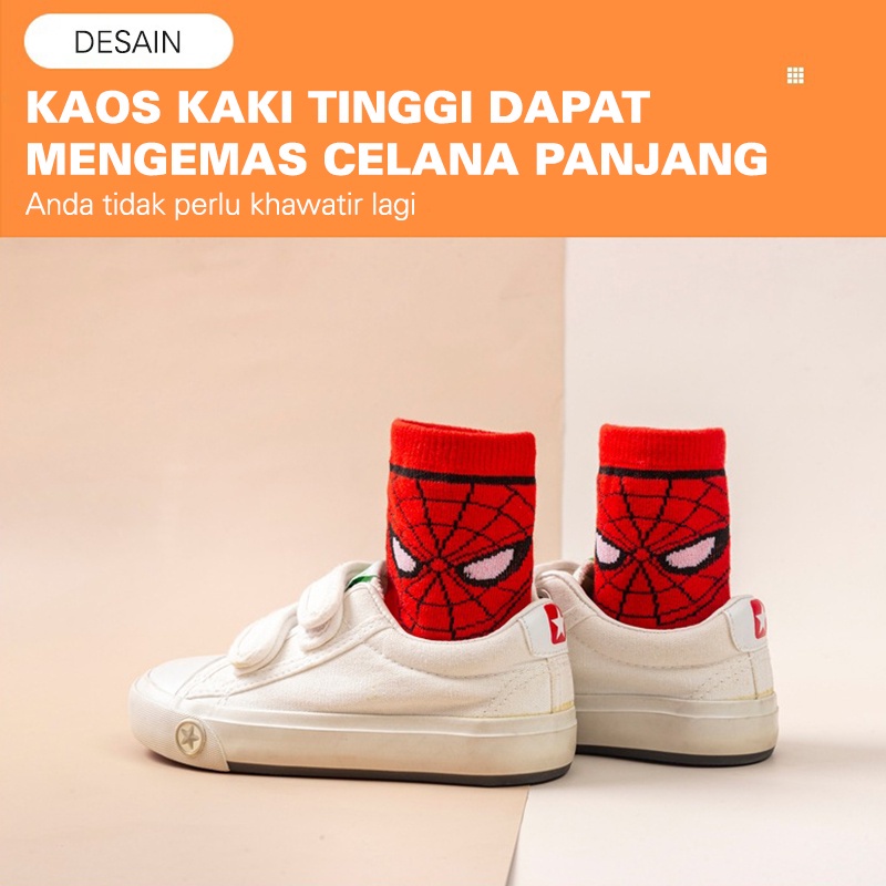 KAOS KAKI ANAK LAKI LAKI KARAKTER AVENGER SUPERHERO SPIDERMAN BAHAN TEBAL ELASTIS KKT