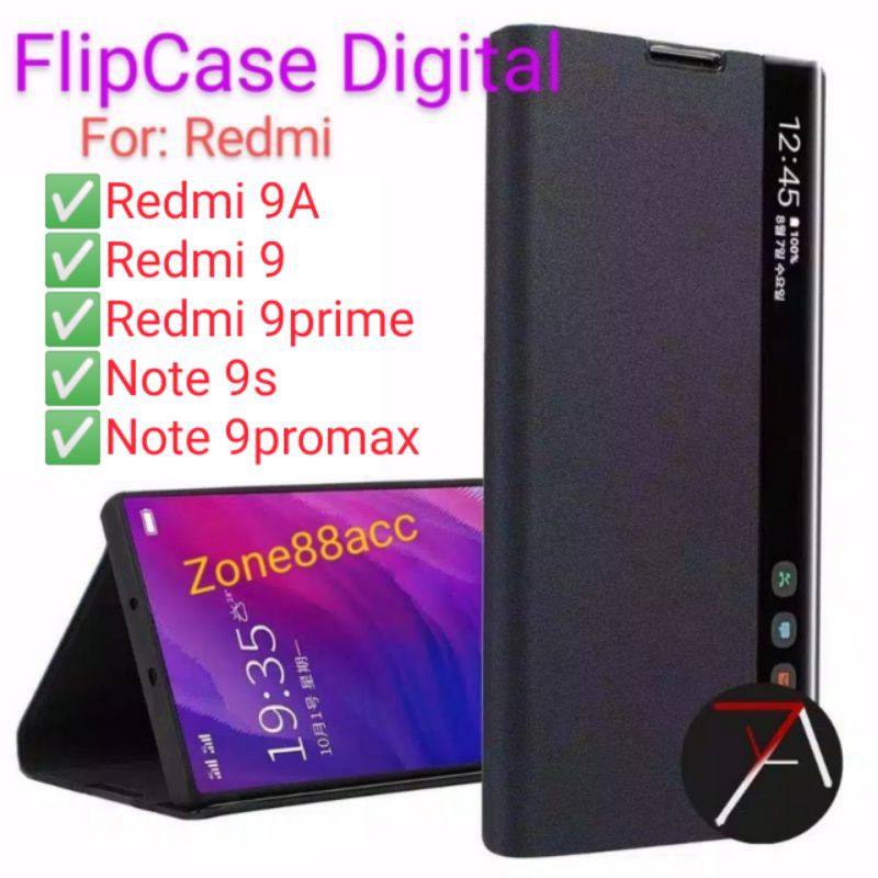 Redmi 9 9A 9prime Note 9s 9pro Max Flipcover Case Digital Casing Cover Flip View Auto Lock