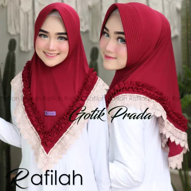 KERUDUNG GOTIK RENDA PRADA//HIJAB INSTAN GOTIK RENDA//JILBAB JERSEY HALUS