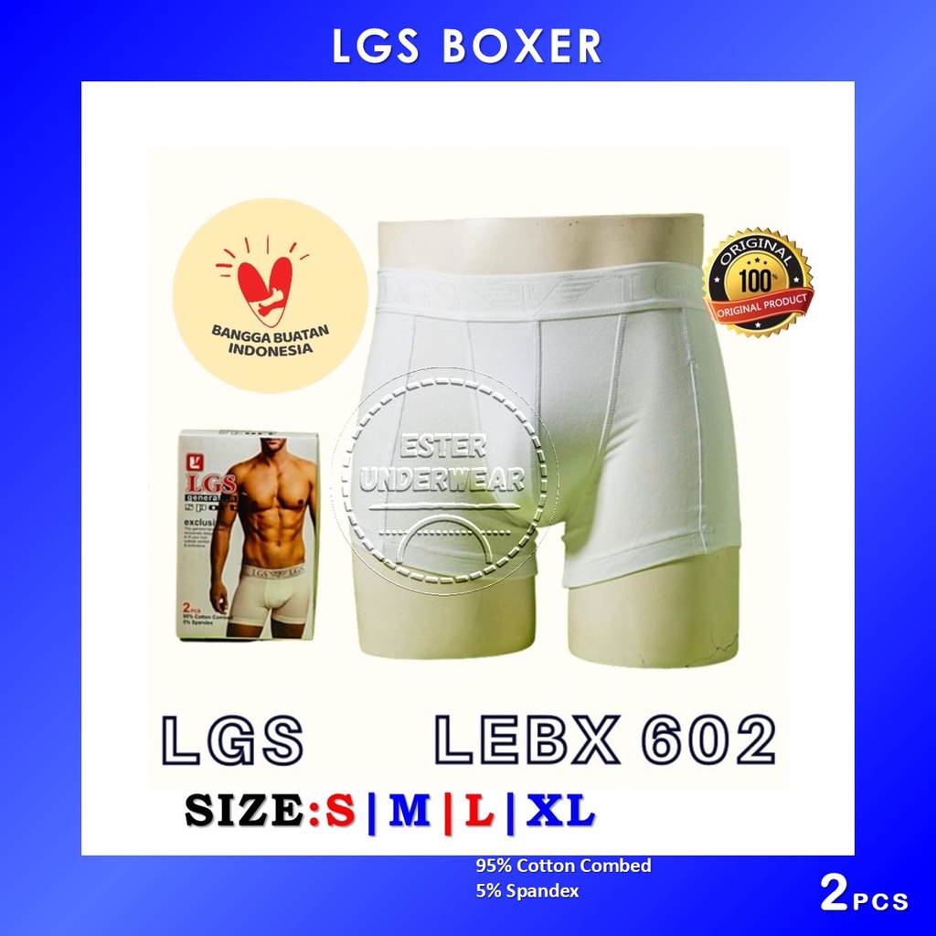 CELANA BOXER PRIA LGS 602 ISI 2Pcs |CELANA LGS SERI PUTIH