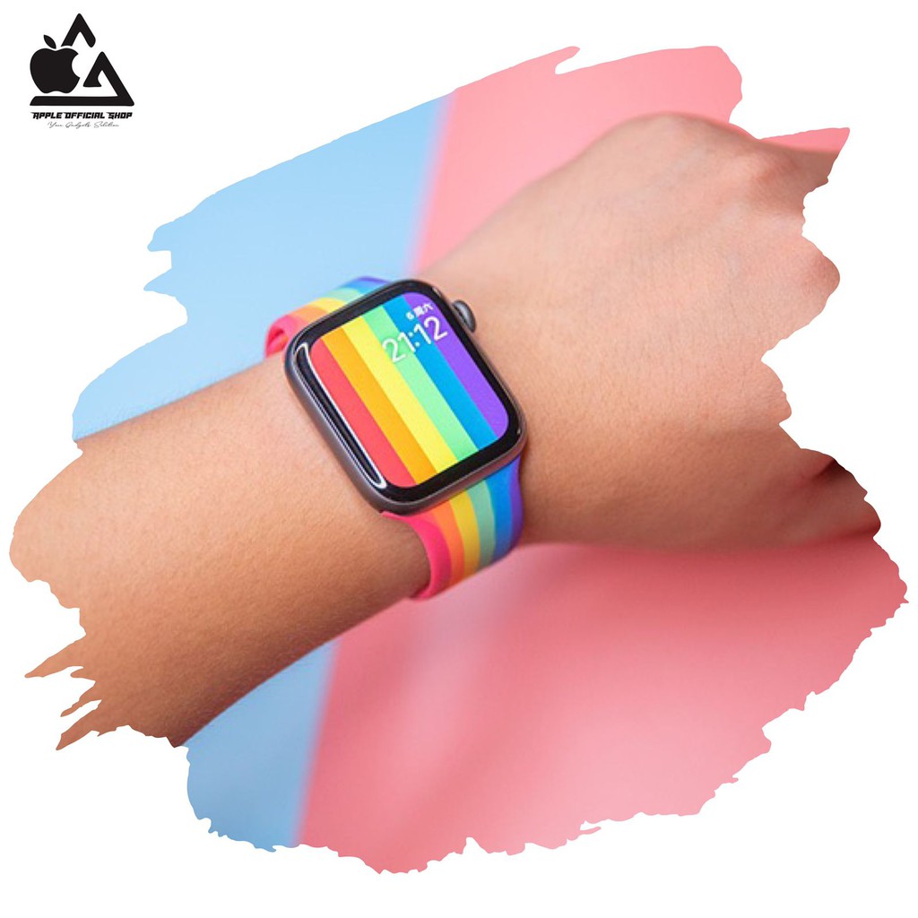 Tali Strap Apple Watch Rainbow 38mm / 40mm 42mm / 44mm Sport Band Strap Rubber Band iWatch Silikon Rubber Case