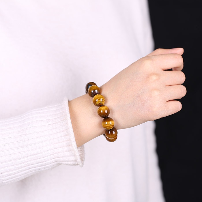 Gelang Manik-Manik Batu Tiger Eye Alami Ukuran 8mm Untuk Unisex