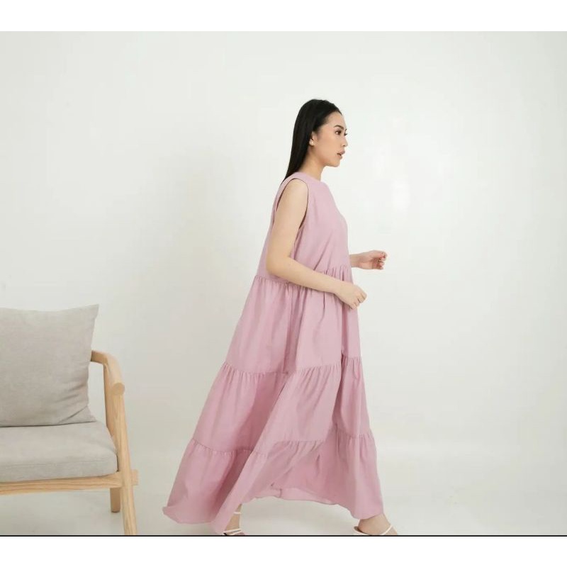 Dress Polos Panjang Long Dress Polos Korea Premium Inner Dress Panjang Tanpa Lengan Maxi Sleveless D