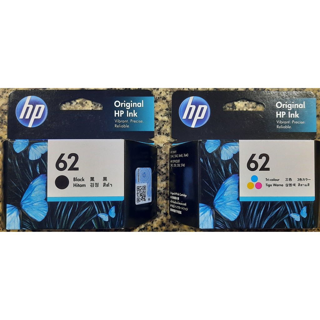 Tinta Printer HP 62 Black Tinta HP 62 Colour Original Ink Cartridge Paket