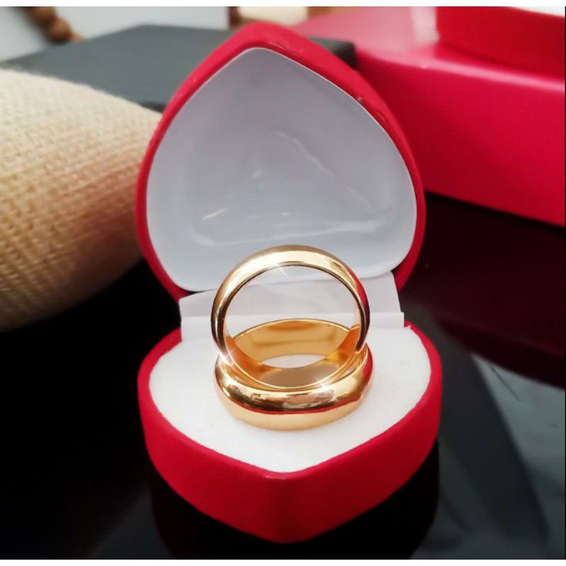 Cincin Emas Asli Kadar 375 Pasangan Anti Karat Hadiah Hari Valentine Terbaik Cincin emas cincin tunangan