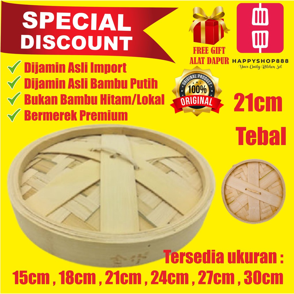 Tutup Steamer Bambu / Tutupan  Kukusan Bambu Dimsum / Penutup Klakat / Kelakat / Langseng Bambu / Ke