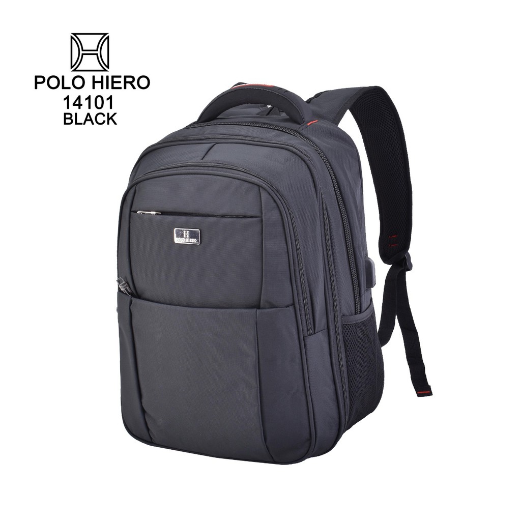 New Model Polo Hiero 14101 Tas Sekolah Ransel Backpack,[Free Kabel USB Extension,Free Rain Cover]