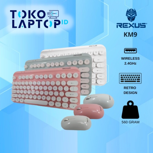 Rexus KM9 Wireless Retro Keyboard And Mouse Combo