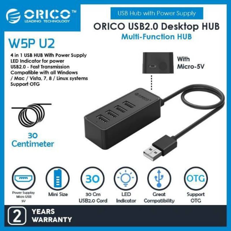 USB ORICO W5P - U2 -030 USB 2.0 4 PORT HUB WITH MICRO USB