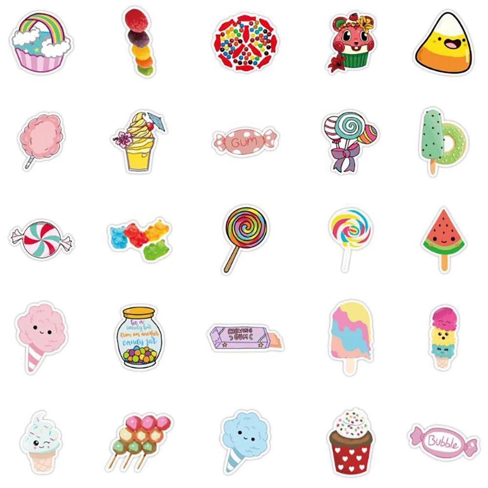 LANFY Colorful Candy Stickers Waterproof 50pcs /pack Stiker Gitar Koper Laptop Stiker Skateboard DIY Scrapbook