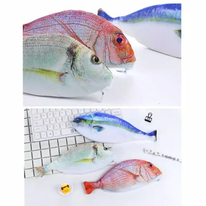 

nn Tempat Pensil Unik Lucu Bentuk Ikan / Pencil Case / Dompet Unik - Merah Muda