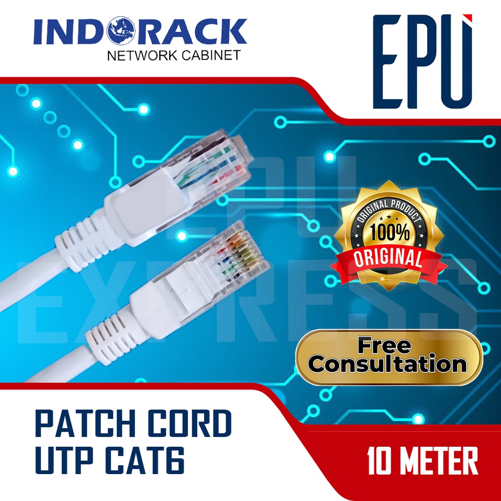 Indorack 10m Kabel Lan Cat6 Cat.6 UTP Ethernet Patch Cord Cable