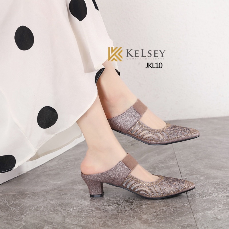(GRATIS ALAS KAKI) NICOLE Sandal Heels Hak Tahu 5cm Wanita Kelsey JKL10