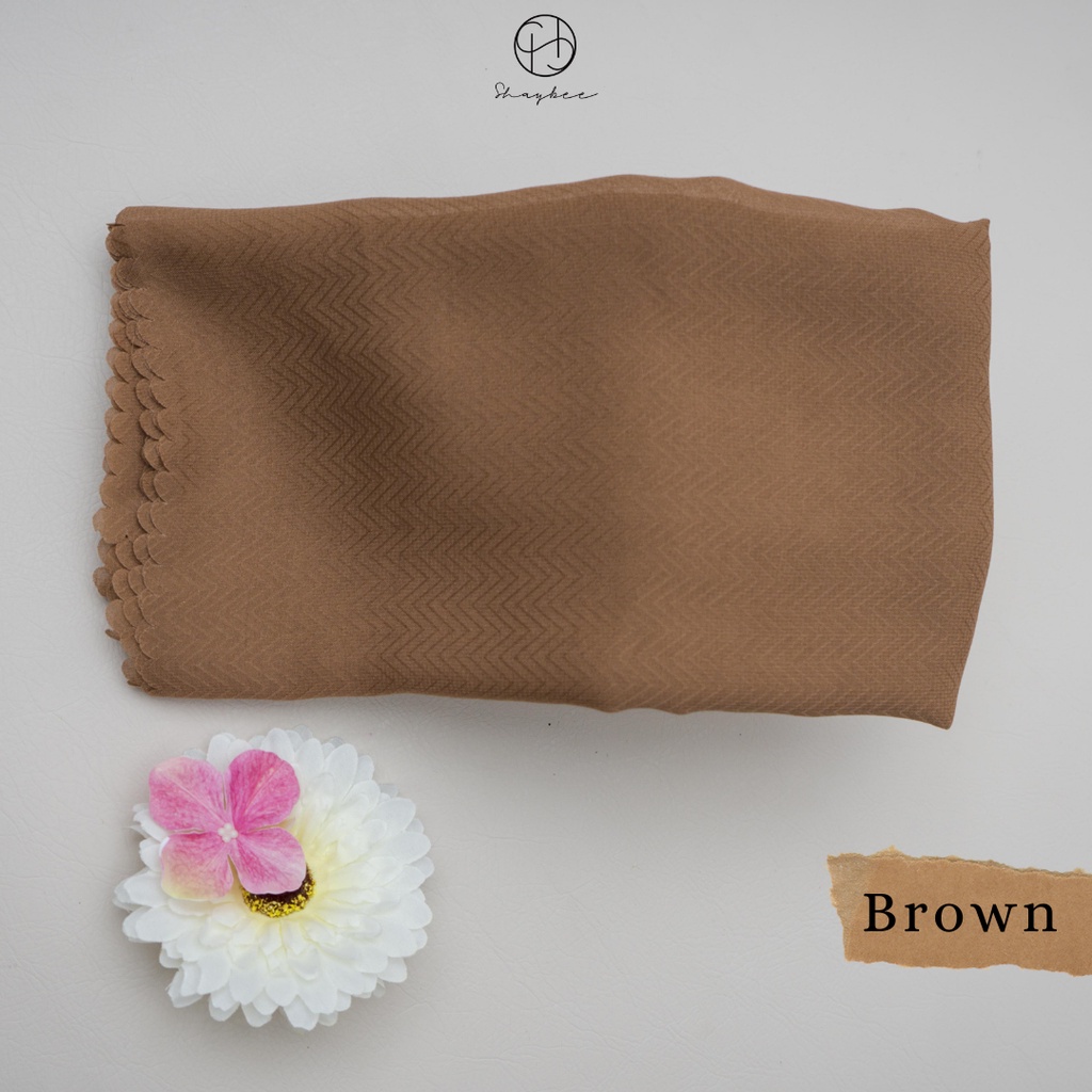Hijab Potton Venus Segiempat | Bahan Pollycotton Venus | Hijab Daily By Shaybee.id-Brown