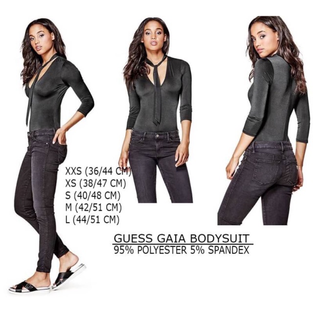 Atasan / blus wanita hitam model bodysuit / pas badan branded GUESS oiginal