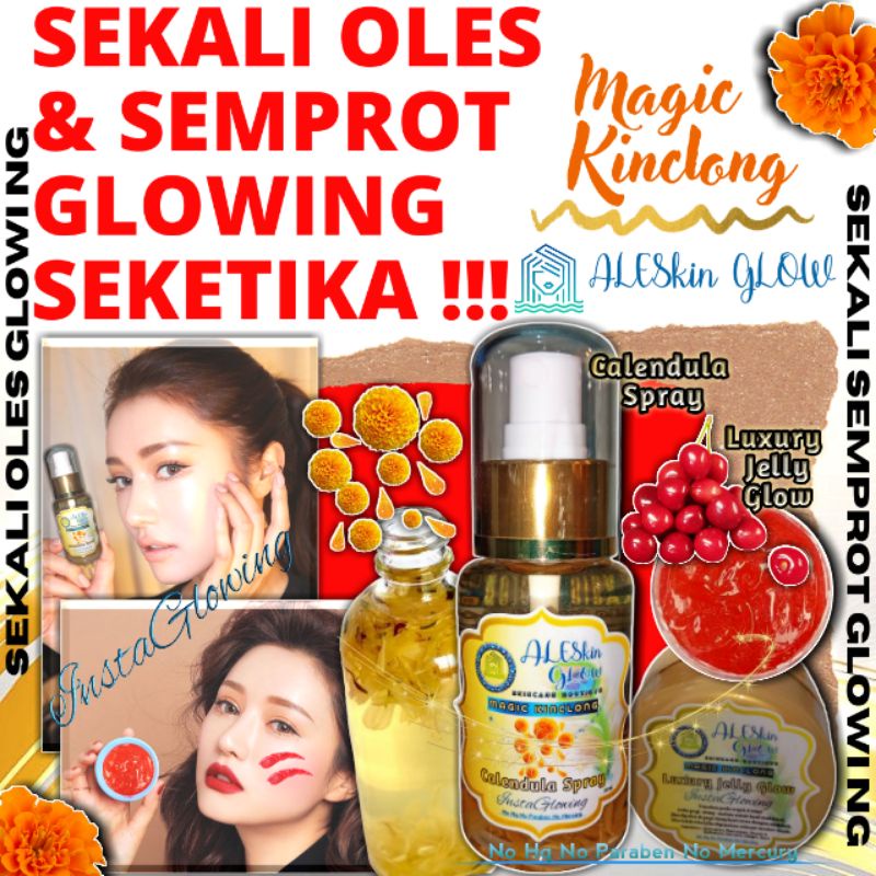 MAGIC KINCLONG ALESKIN GLOW Skincare Glowing-Paket Perawatan Wajah Korea-Cream Glowing