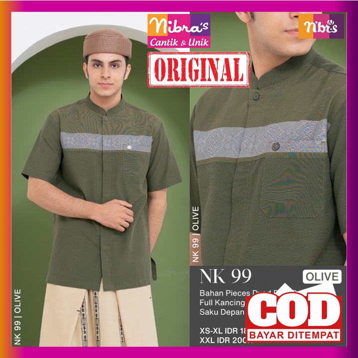 Baju Koko Nibras Dewasa Lengan Pendek Nk99 Nk 99 Olive Terbaru 2022 Baju Kemeja Nibras Pria Cowok La