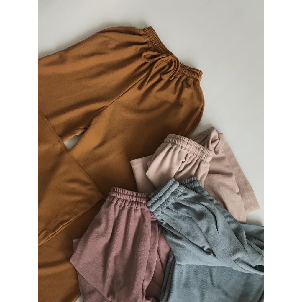 4 Colours - Aubrey Knit Pants / Comfy Pants Celana Santai Wanita Bigsize