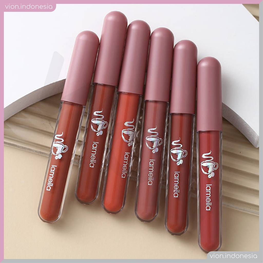 LAMEILA Oh My God Mocha Lotus Lip Glaze Lipstik Lip Gloss Pelembab Silky Original LA034