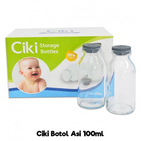 Botol ASI Kaca Ciki 100ml Isi 8 dan Botol ASI isi 4 sablon Breastmilk Glass Bottle Jus Kaldu MPASI