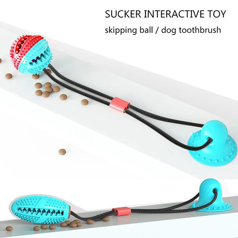 Mainan Bola Gigit Bahan Karet Elastis Dengan Suction Cup Untuk Membersihkan Gigi Anjing