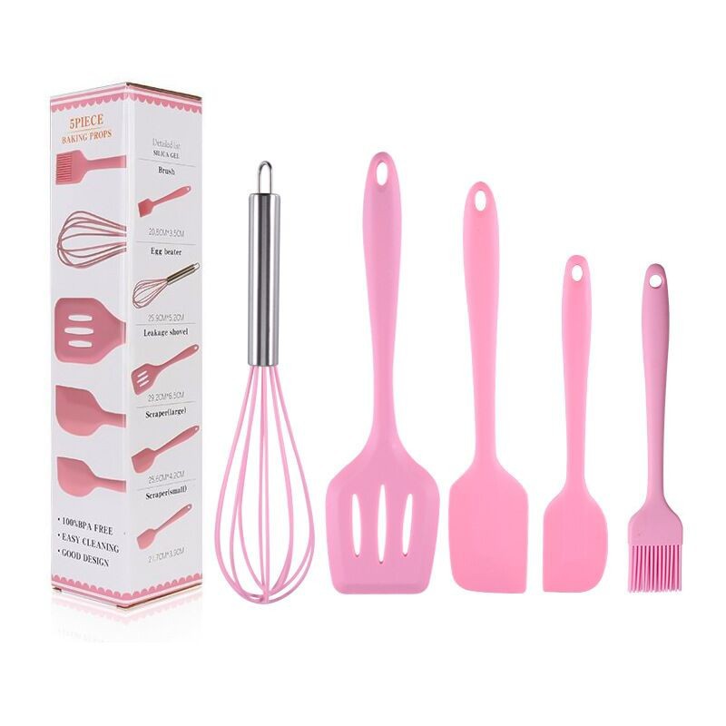 5 IN 1 SET Silicone Kitchen Utensil Spatula Cooking BPA-Free Alat Dapur Murah Spatula Set