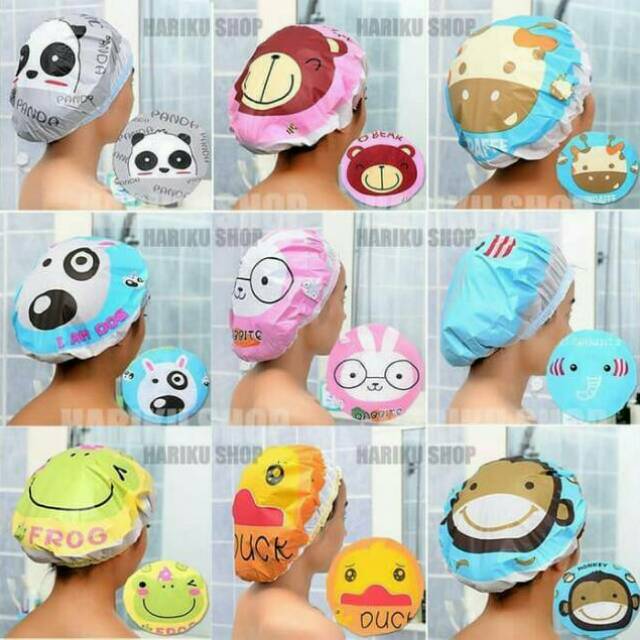 SHOWER CAP KARAKTER KARTUN / TOPI MANDI WATERPROOF