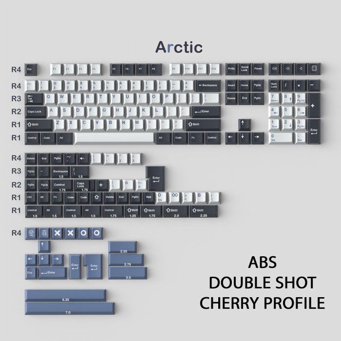 KEYCAPS ABS ARCTIC CHERRY PROFILE DOUBLE SHOT MECHANICAL KEYBOARD