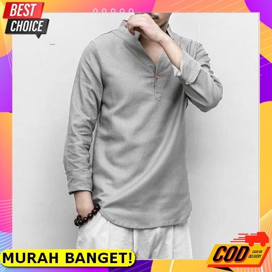 Kemko Harley Khusus Size Xxl / 2L / Ld 120 Cm (Tangan Panjang) [Koko Tasbiyah Grey Ot] Baju Koko Pri