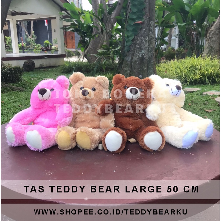 TERMURAH! BONEKA TAS BERUANG TEDDY BEAR LARGE 50 CM HADIAH TAS CEWE / ANAK!