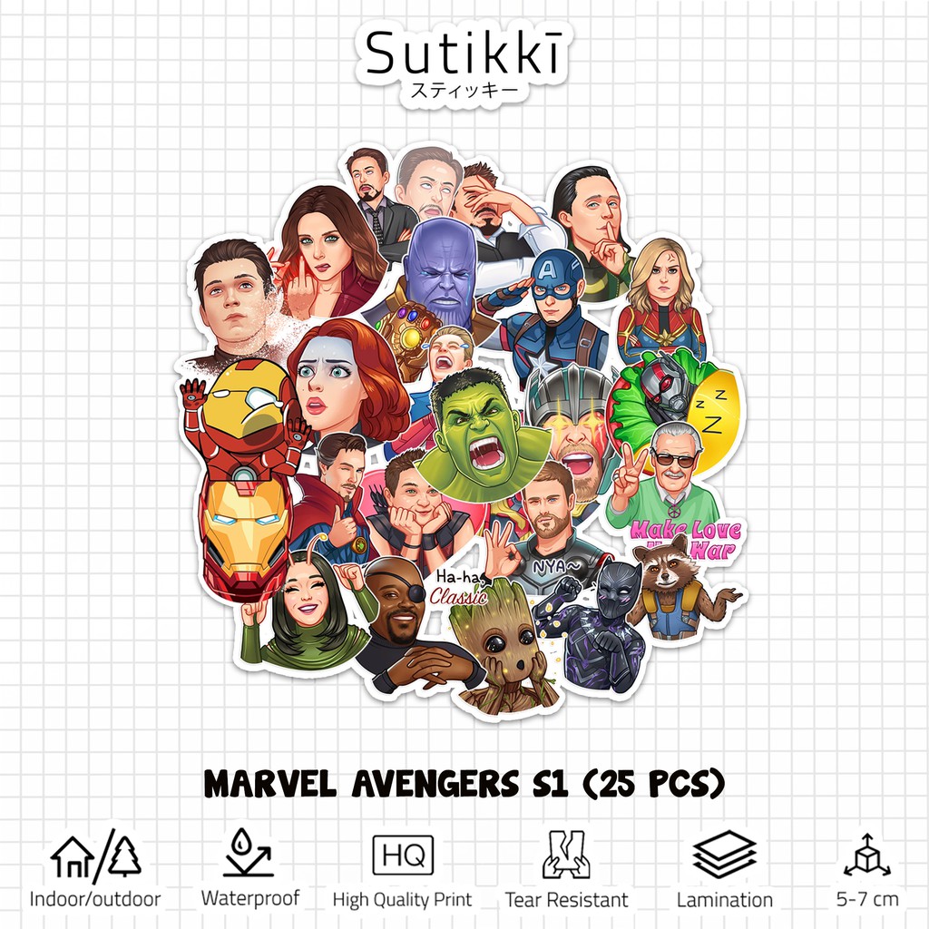 Sutikki | Sticker Pack Marvel Avengers Iron Man Super Hero Wanda Stiker Laptop Vinyl - Season 1